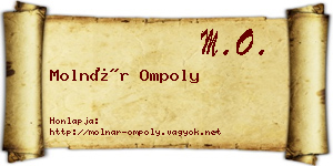 Molnár Ompoly névjegykártya